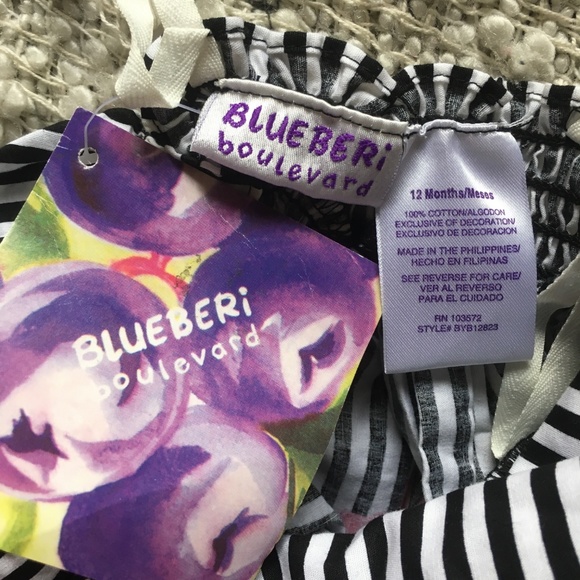 NEW Baby's Black & White Floral Striped Dress 12M - Picture 5 of 6